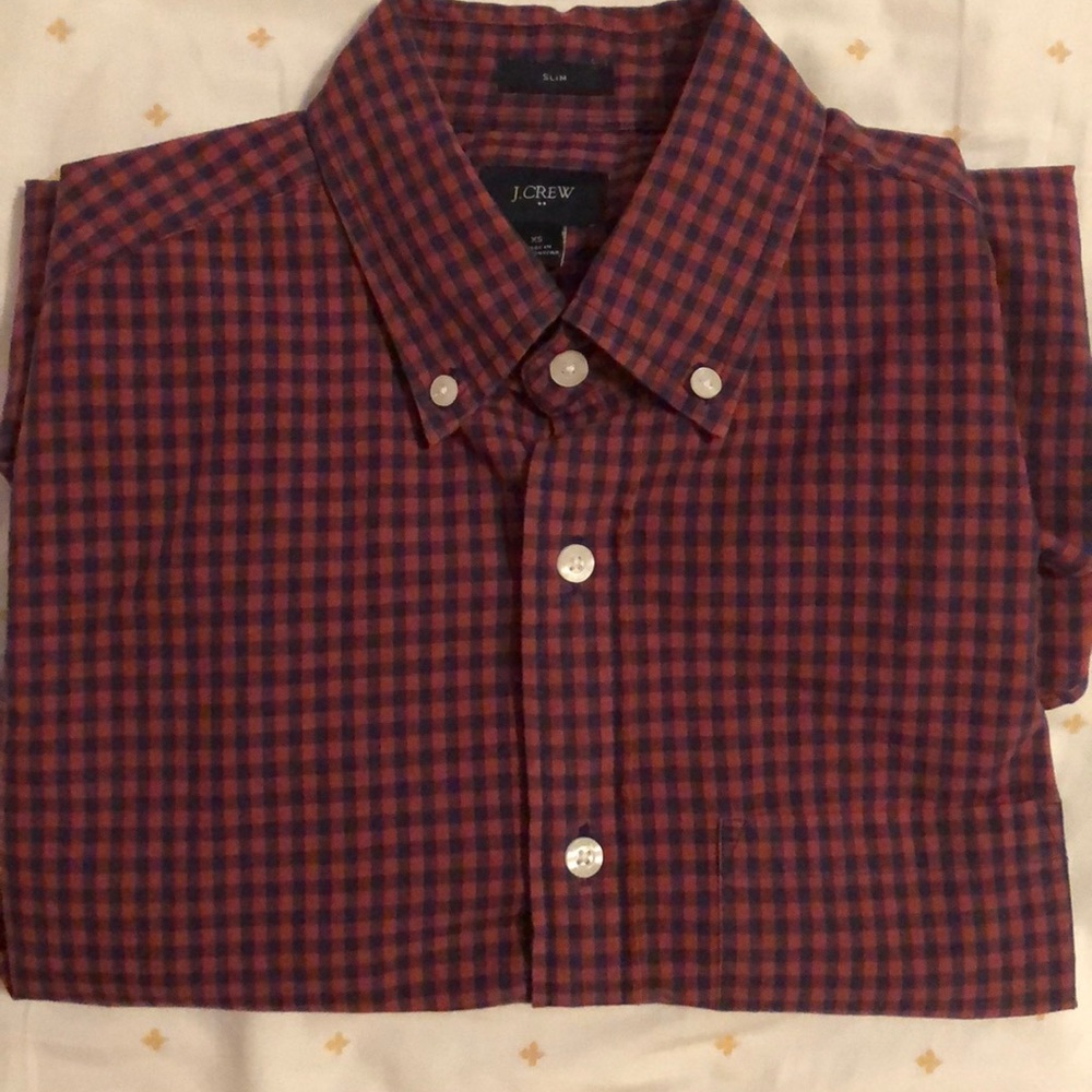 Red and blue gingham button down